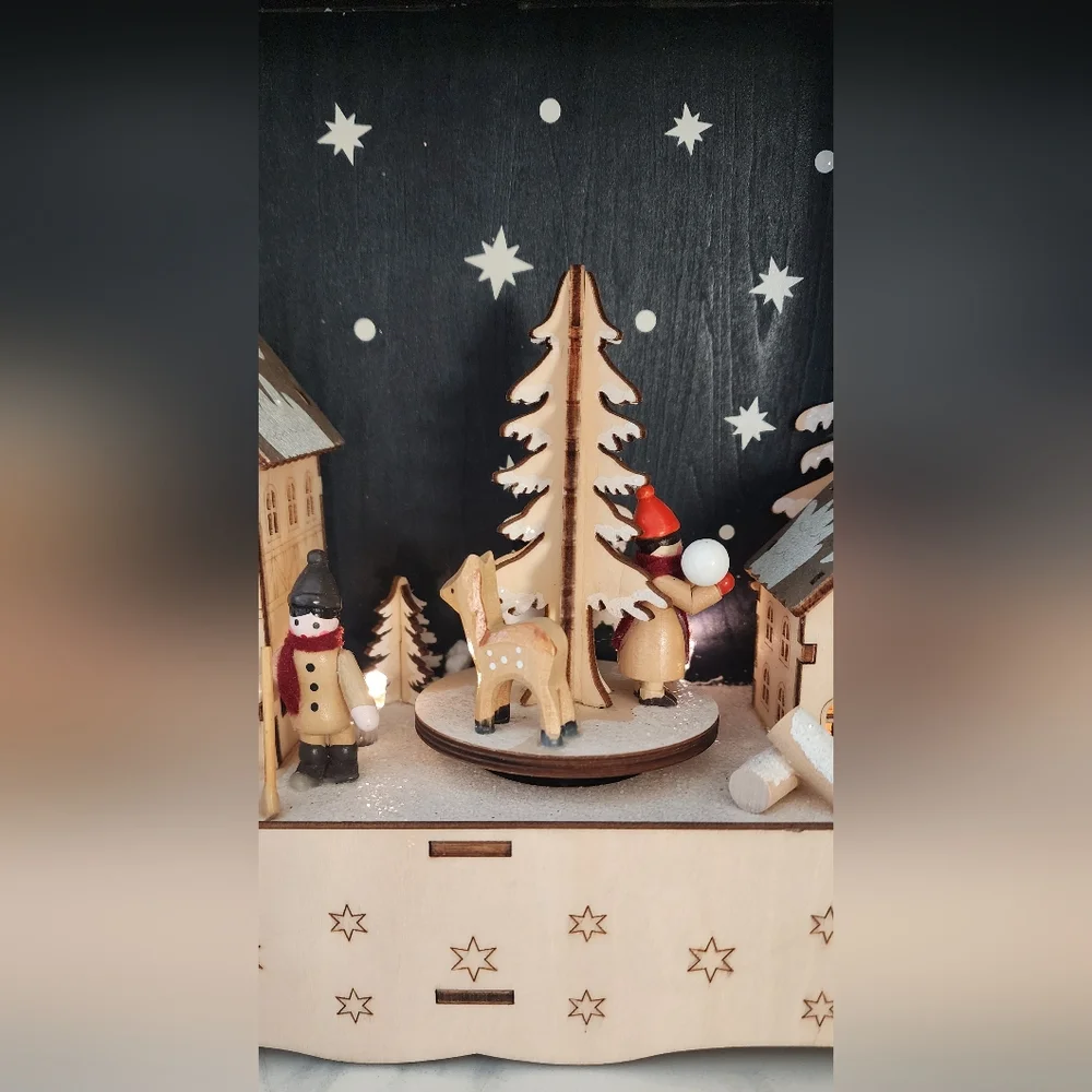 Kurt Adler‎ 13.5 Inch Battery Operated Wooden Musical LED House Light  Sound NWT
